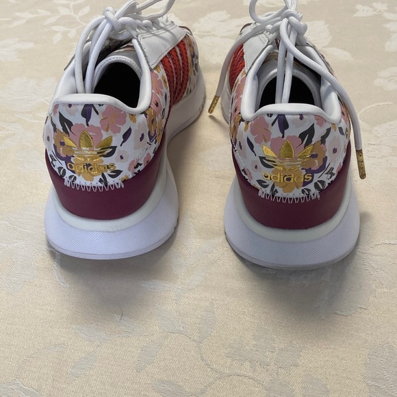 adidas Kids White and Red Floral Sneakers - Picture 3 of 7